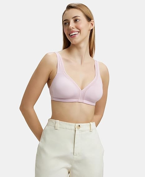 Jockey 1820 Women’s Nylon Wirefree T-Shirt Bra – Full Coverage with Stylised Mesh & Soft Microfiber